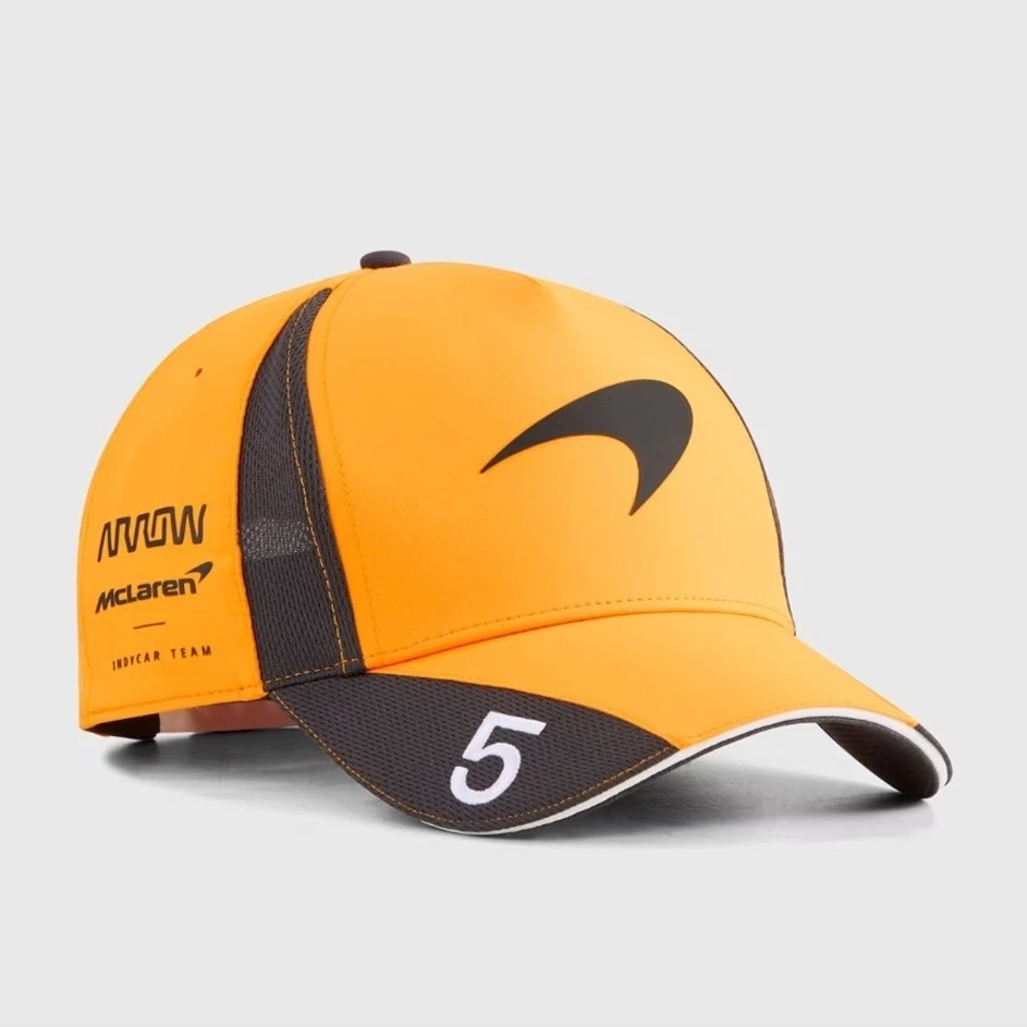 PUMA Arrow McLaren IndyCar 2026 Pato O'Ward #5 Driver Baseball Cap, Papaya Orange Mesh Racing Hat