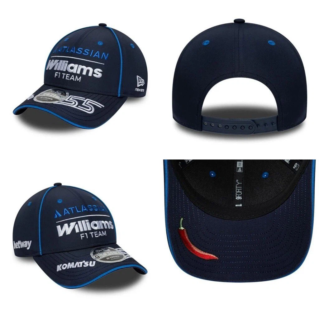 New Era Williams F1 Team Carlos Sainz #55 9FORTY Adjustable Cap, Navy Racing Hat with Chili Embroidery