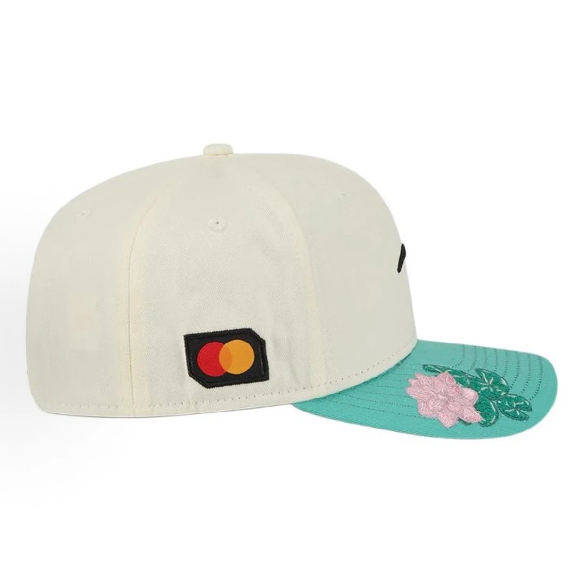 New Era McLaren F1 Brazil GP 2025 Special Edition 9SEVENTY Stretch‑Snap Cap, Cream Teal Floral Embroidered Racing Hat
