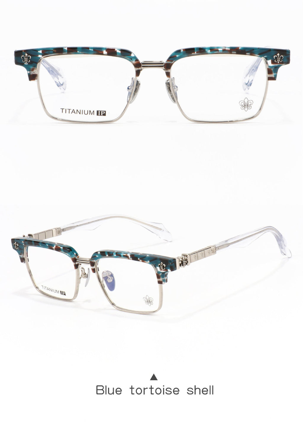 Chrome Hearts half-rimmed accordion temple glasses
